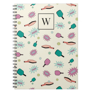 Pickleball! Colorful Monogram Initial Pattern Notebook