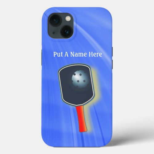 Pickleball Colorful Paddle and Ball personalize iPhone 13 Case