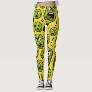 Pickleball Colorful Paddle Pattern – Urban Cartoon Leggings