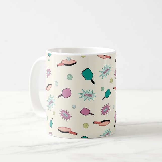 Pickleball! Colorful Pattern Coffee Mug (Front Left)