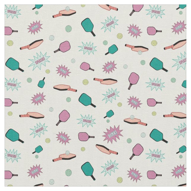Pickleball! Colorful Pattern Fabric (Close Up)