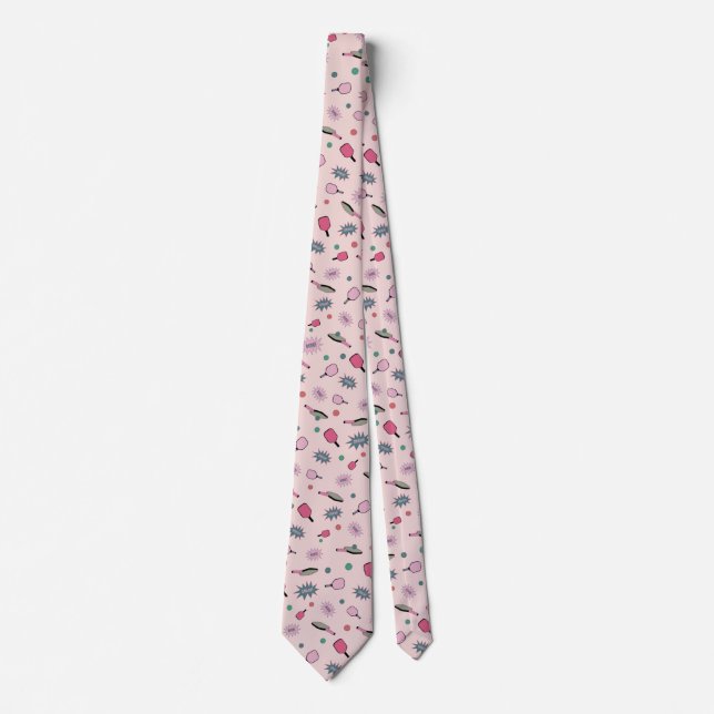 Pickleball! Colorful Pattern Neck Tie (Front)