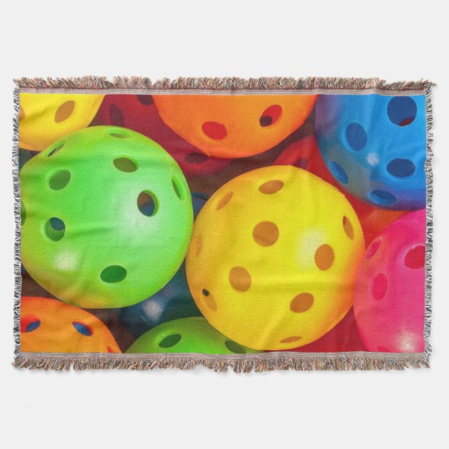 Pickleball Colorful Throw Blanket (Front)