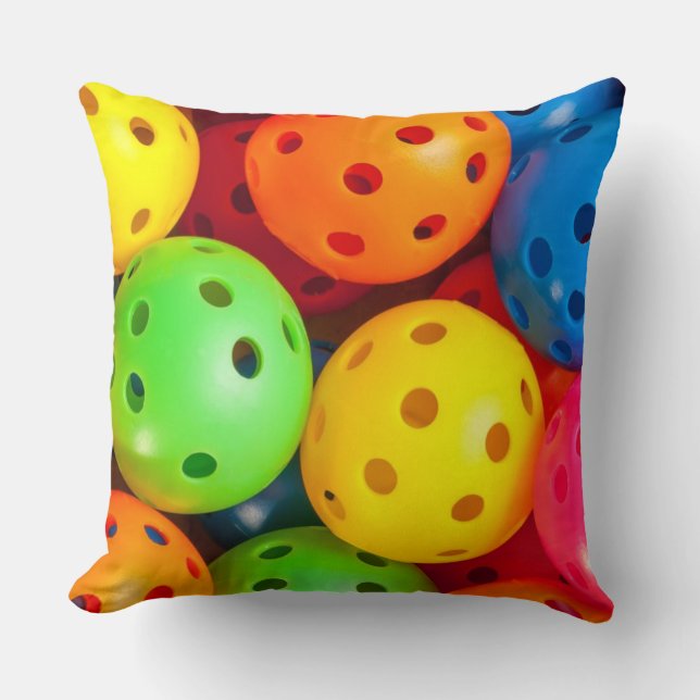 Pickleball Colorful Throw Pillow (Front)