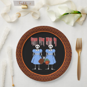 Pickleball Come Play with Us Horror Movie Twins Paper Plates