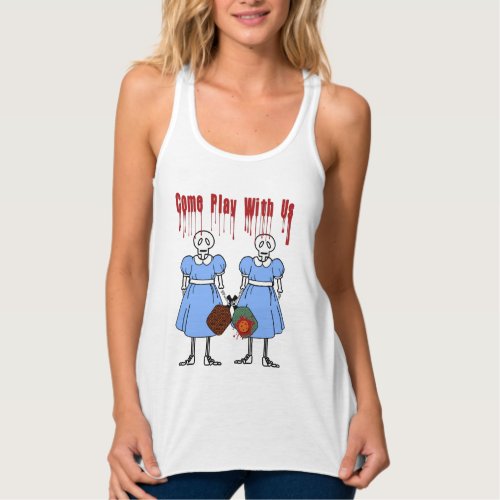 Pickleball Come Play with Us Horror Movie Twins Tank Top