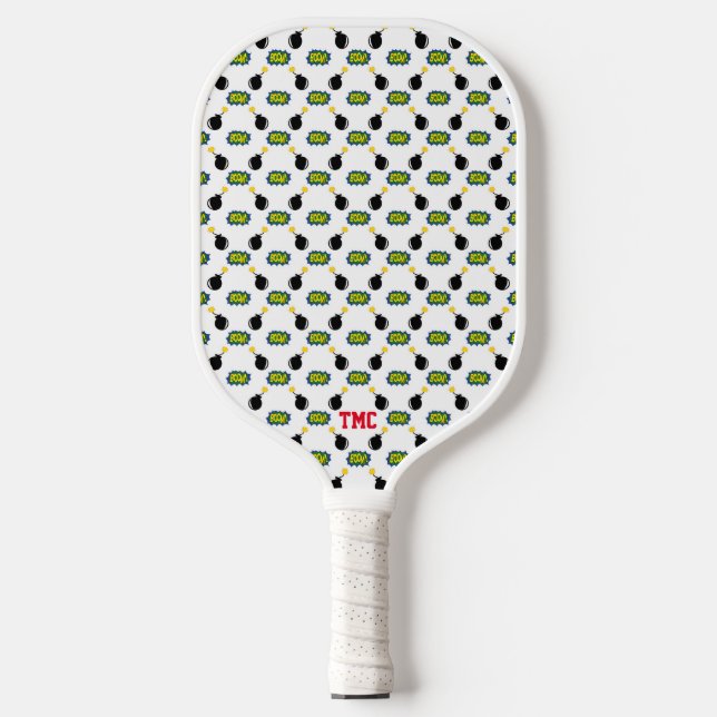 Pickleball Comics Superhero Initials Sports Game Paddle (Front)