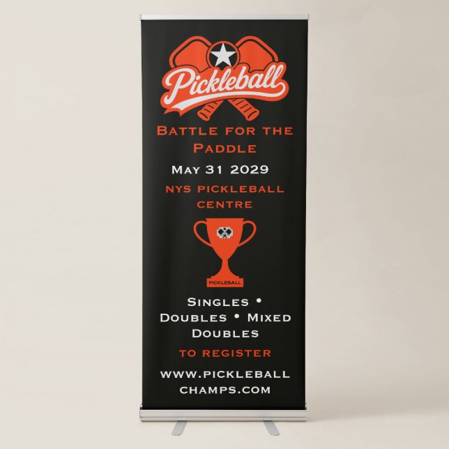 Pickleball Competition Tournement Retractable Banner (Front)