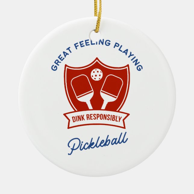 Pickleball cool design to wear ceramic ornament (Front)