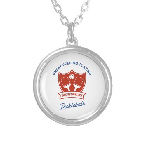 Pickleball cool design to wear silver plated necklace