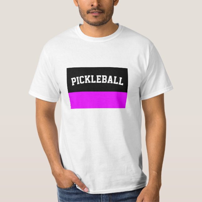PICKLEBALL Cool Tropical Pink Black Color Block T-Shirt (Front)