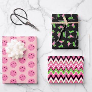 Pickleball Cosmo Cocktail Dinks & Drinks Wrapping Paper Sheets