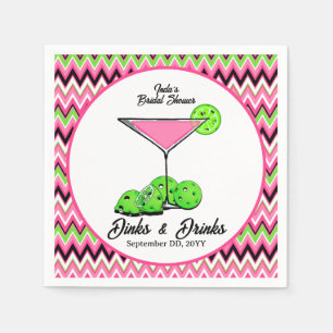 Pickleball Cosmo Dinks & Drinks Pink Argyle Napkins