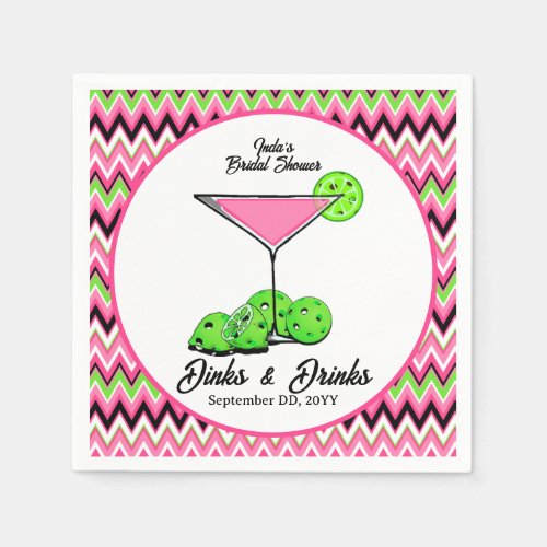 Pickleball Cosmo Dinks & Drinks Pink Argyle Napkins
