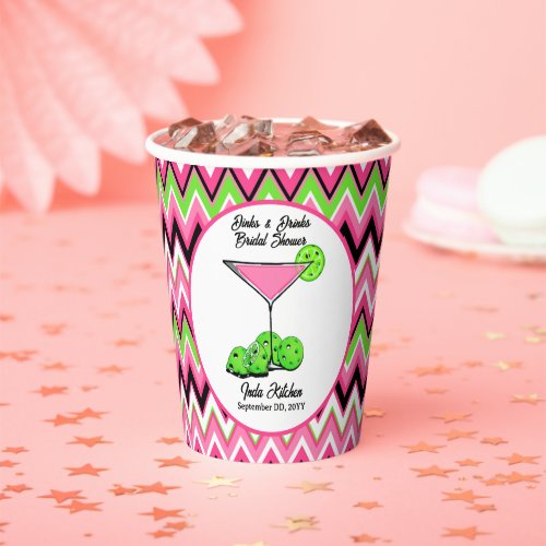 Pickleball Cosmo Dinks & Drinks Pink Argyle Paper Cups