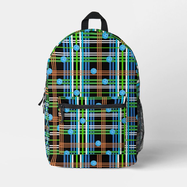 Pickleball Court Bag Black and Blue Plaid (Front)