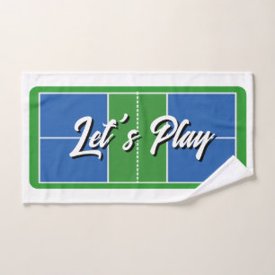 Pickleball Court Blue Green Personalized  Hand Towel