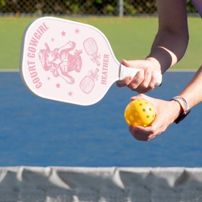 Pickleball Court Cowgirl Western Pink Pickleball Paddle (Insitu)