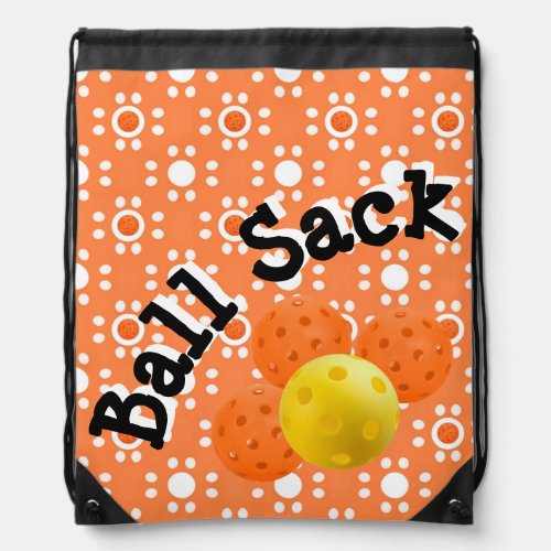 Pickleball Court Gear Bag Ball Sack Orange  White