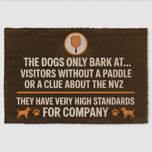 Pickleball Court Humor With Dogs Welcome Mat