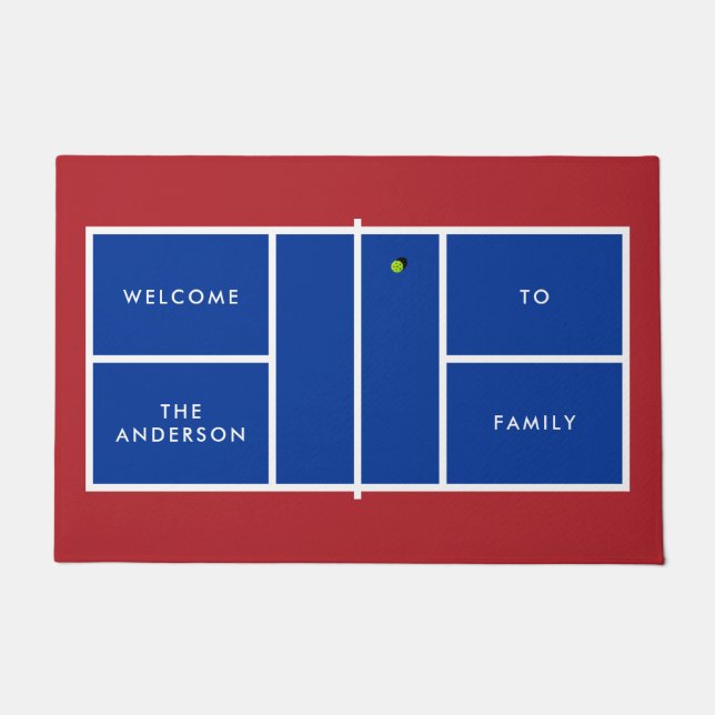 Pickleball Court Personalized Text Doormat (Front)