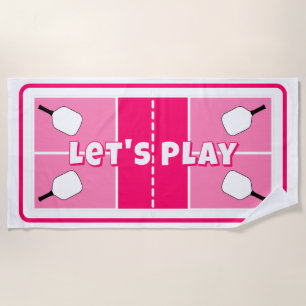Pickleball Court Pink on Pink Personalized Beach Towel