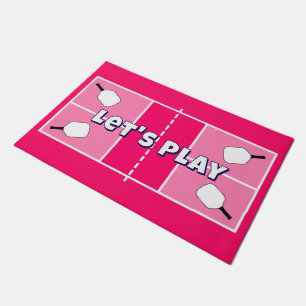 Pickleball Court Pink on Pink Personalized Doormat
