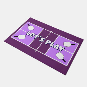 Pickleball Court Purple and Lilac Personalized Doormat