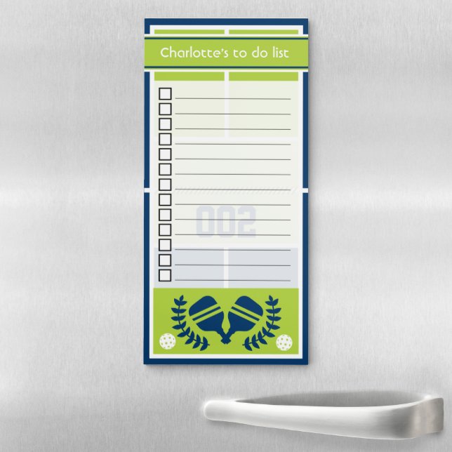 Pickleball court with custom text to do list  magnetic notepad (In Situ)