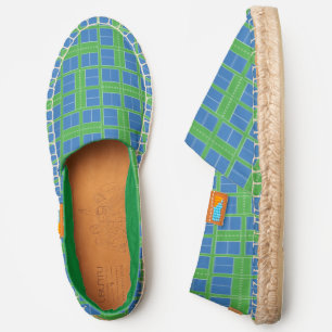 Pickleball Courts Blue and Green Fun Pattern Play Espadrilles