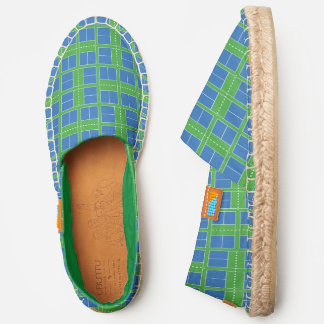 Pickleball Courts Blue and Green Fun Pattern Play Espadrilles (Side)