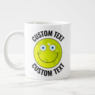 Pickleball Custom Happy Face & Personalized Text Giant Coffee Mug