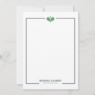 Pickleball Custom Name Notecard | Navy Green