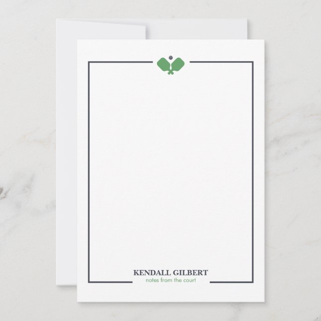 Pickleball Custom Name Notecard | Navy Green (Front)