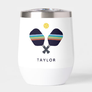 Pickleball Custom Name Player Gift Thermal Wine Tumbler