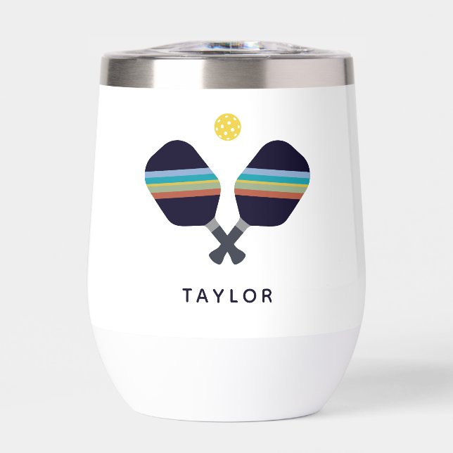 Pickleball Custom Name Player Gift Thermal Wine Tumbler (Front)