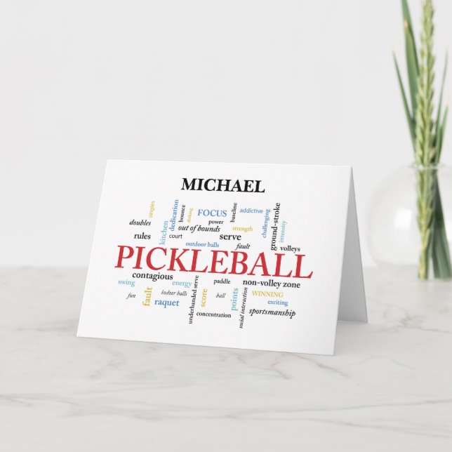 Pickleball Customizable Name Good Luck in Words Card (Front)
