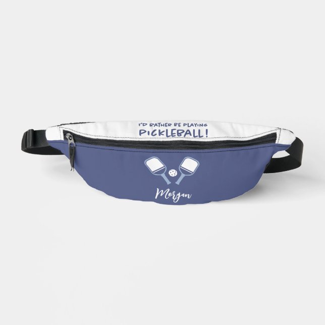 Pickleball Cute Cusomizable Name Fun Blue Sports Fanny Pack (Front)