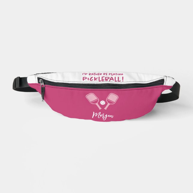 Pickleball Cute Cusomizable Name Pink Girly Sports Fanny Pack (Front)