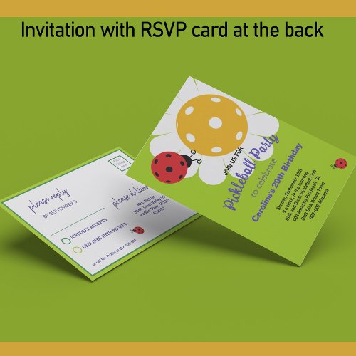 Pickleball Daisy Bday invitation  RSVP Card