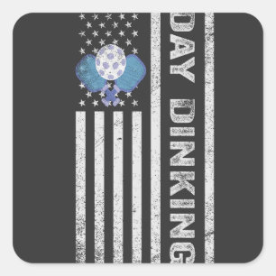 Pickleball Day Dinking American Patriotic Flag Square Sticker