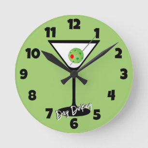Pickleball Day Dinking Martini Cocktail Round Clock