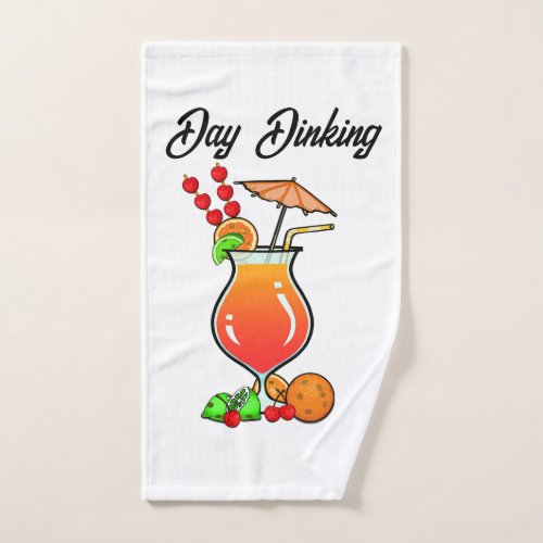 Pickleball Day Dinking Tropical Hurricane Cocktail Hand Towel