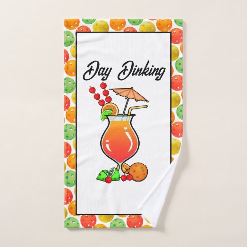 Pickleball Day Dinking Tropical Hurricane Cocktail Hand Towel