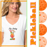 Pickleball Day Dinking Tropical Hurricane Cocktail T-Shirt<br><div class="desc">Serve up a slice of tropical paradise with our colorful hurricane cocktail graphic design. Featuring a vibrant graphic of an orange-colored Hurricane Cocktail adorned with pickleballs shaped like lime slices, orange slices, and maraschino cherries. In pickleball, dinking is about extending the game as long as possible so your opponent makes...</div>