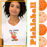 Pickleball Day Dinking Tropical Hurricane Cocktail T-Shirt<br><div class="desc">Serve up a slice of tropical paradise with our colorful hurricane cocktail graphic design. Featuring a vibrant graphic of an orange-colored Hurricane Cocktail adorned with pickleballs shaped like lime slices, orange slices, and maraschino cherries. In pickleball, dinking is about extending the game as long as possible so your opponent makes...</div>
