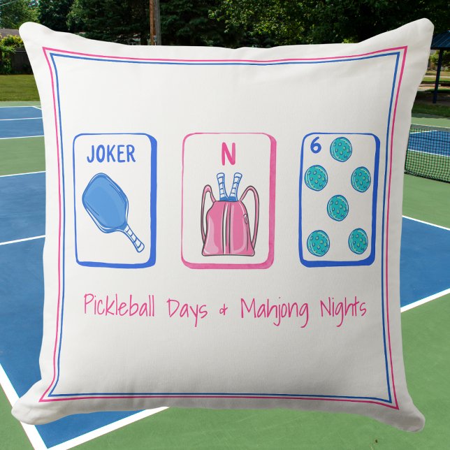 Pickleball Days & Mahjong Nights Decorative Throw Pillow (Creator Uploaded)