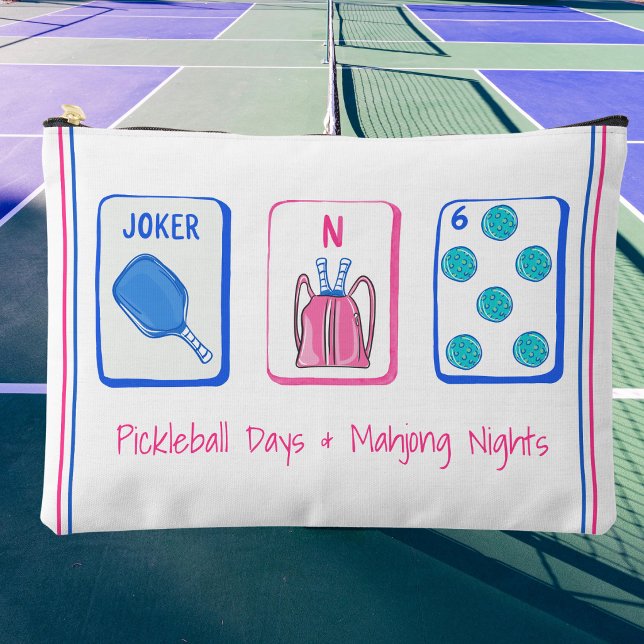 Pickleball Days & Mahjong Nights Personalized Tile Accessory Pouch (Creator Uploaded)
