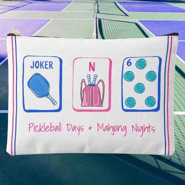 Pickleball Days & Mahjong Nights Personalized Tile Accessory Pouch (Creator Uploaded)