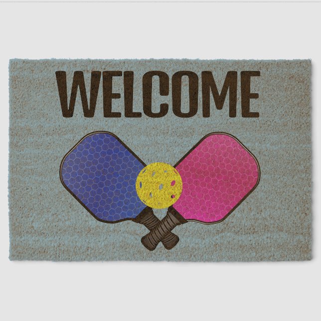 Pickleball Design Coir Door Mat (Front)
